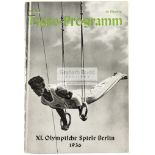 Nine daily programmes for the Berlin 1936 Olympic Games