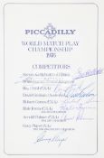 Autographed 1976 Piccadilly World Match Play Golf Championship dinner menu,