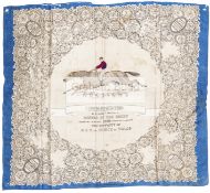 A ladies silk scarf commemorating the victory of the Prince of Wales's Persimmon in the 1896 Epsom