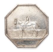 A mid-19th century French silver racing pass for the Jockey-Club de Lyon, octagonal,