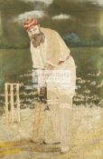 An unusual late 19th Century embroidered picture of the Cricketer W.G.