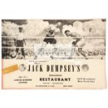 A large Jack Dempsey's restaurant menu autographed by Joe Frazier, Jack Dempsey and Jimmy Ellis,