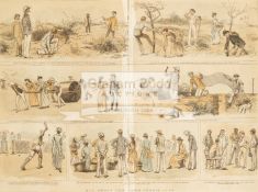 A collection of four late Victorian prints of lawn tennis scenes,