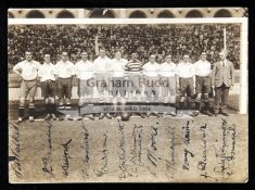 A fully-signed photograph of the England team who played Sweden in Stockholm 21st May 1923,