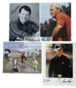 A collection of 37 signed photographs of golfers, Nicklaus, Tom Watson, Palmer, Player, Coetzee,