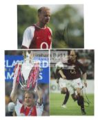 Three signed colour photographs of Arsenal's Dennis Bergkamp