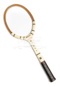 A tennis racquet used by Tony Trabert at an International Tournament, Cape Town 1965,