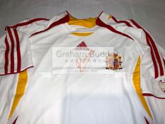 Andres Iniesta signed Spain white away replica jersey, signed in red permanent marker,