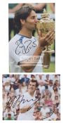 Signed colour photographs of the Wimbledon tennis champions Roger Federer and Andy Murray (2)