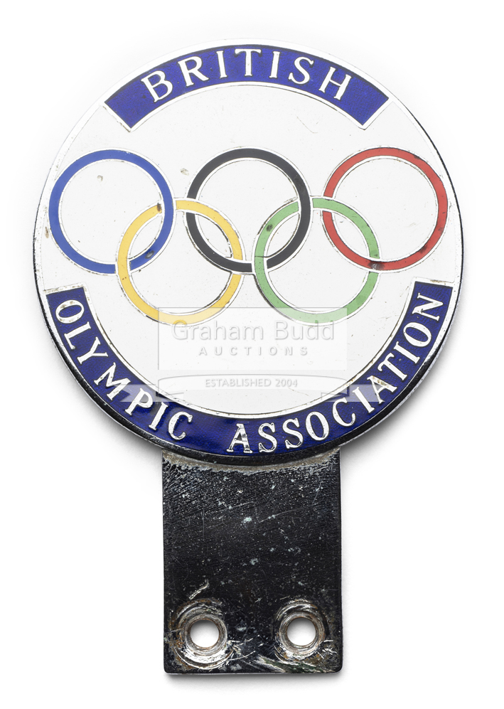 A British Olympic Asscociation car grille badge, chrome metal & enamel,