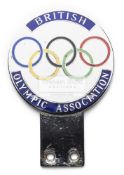 A British Olympic Asscociation car grille badge, chrome metal & enamel,