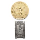 Two cased tennis medals, the first a large French silver-gilt medallion inscribed PRIX DE LA CIE,