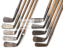 10 hickory shafted putters,