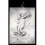 Rare 1900 Paris Olympic Games silver prize medal plaque for gymnastics, with loop & ring,