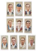 Ten signed cigarette cards from Players Cricketers 1934, comprising Ames, Santall, Hulme, Paynter,