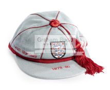 An England Youth International cap awarded to Terry Gibson of Tottenham Hotspur in season 1979-80,