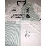 A group of four signed Liverpool FC replica jerseys,