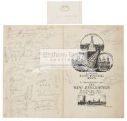 New Zealand All Blacks v London Counties 1935-36 Rugby Union autographed menu,