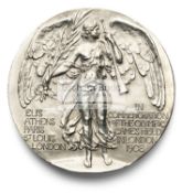 London 1908 Olympic Games participation medal, pewter version, designed by Bertham Mackennal,