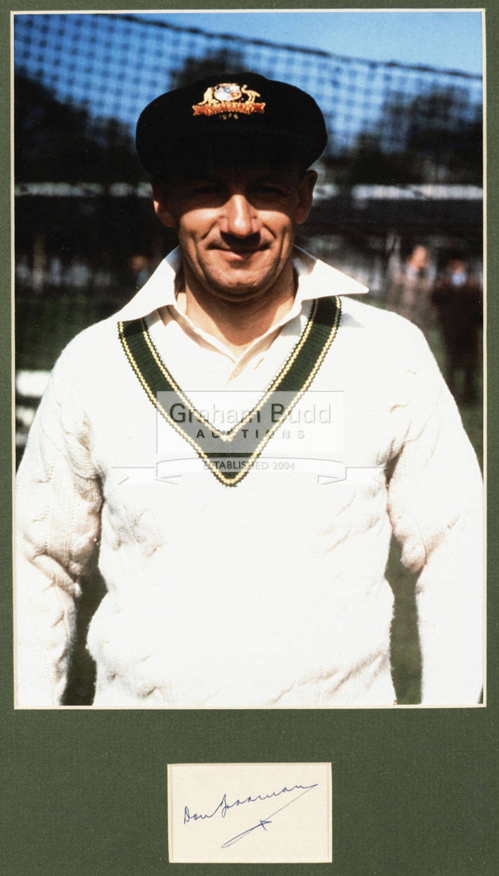 Signed Don Bradman framed presentation including a rare colour photograph of the Australian