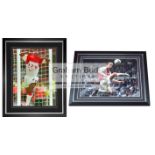 Arsenal legends Ian Wright 179 Goals Photo and Dennis Bergkamp in action signed photos,