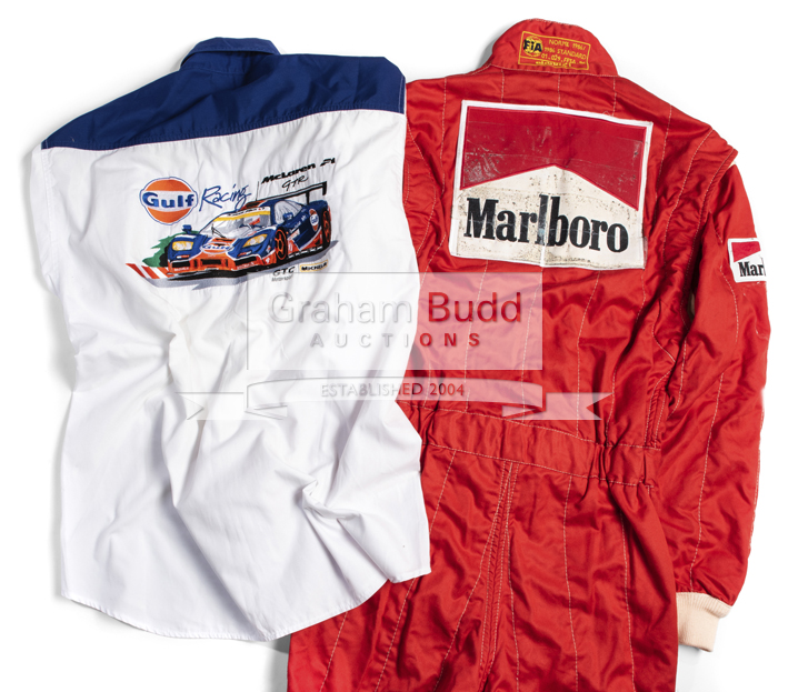 Racewear worn by James Weaver for Gulf Racing, Jaguar, Nissan and other teams,