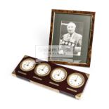 A four clock mahogany deskstand, presented by the Lawn Tennis Association to Fred Perry,