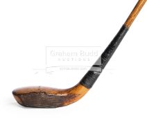 F H Ayres of London long-nosed driving putter circa 1885, beech head,