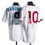 Gary Lineker and Paul Gascoigne signed England replica jerseys, the Lineker a 1990 World Cup style,
