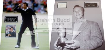 Arnold Palmer Open Champion golfer 1961 and 1962 signed/mounted photo/card display,
