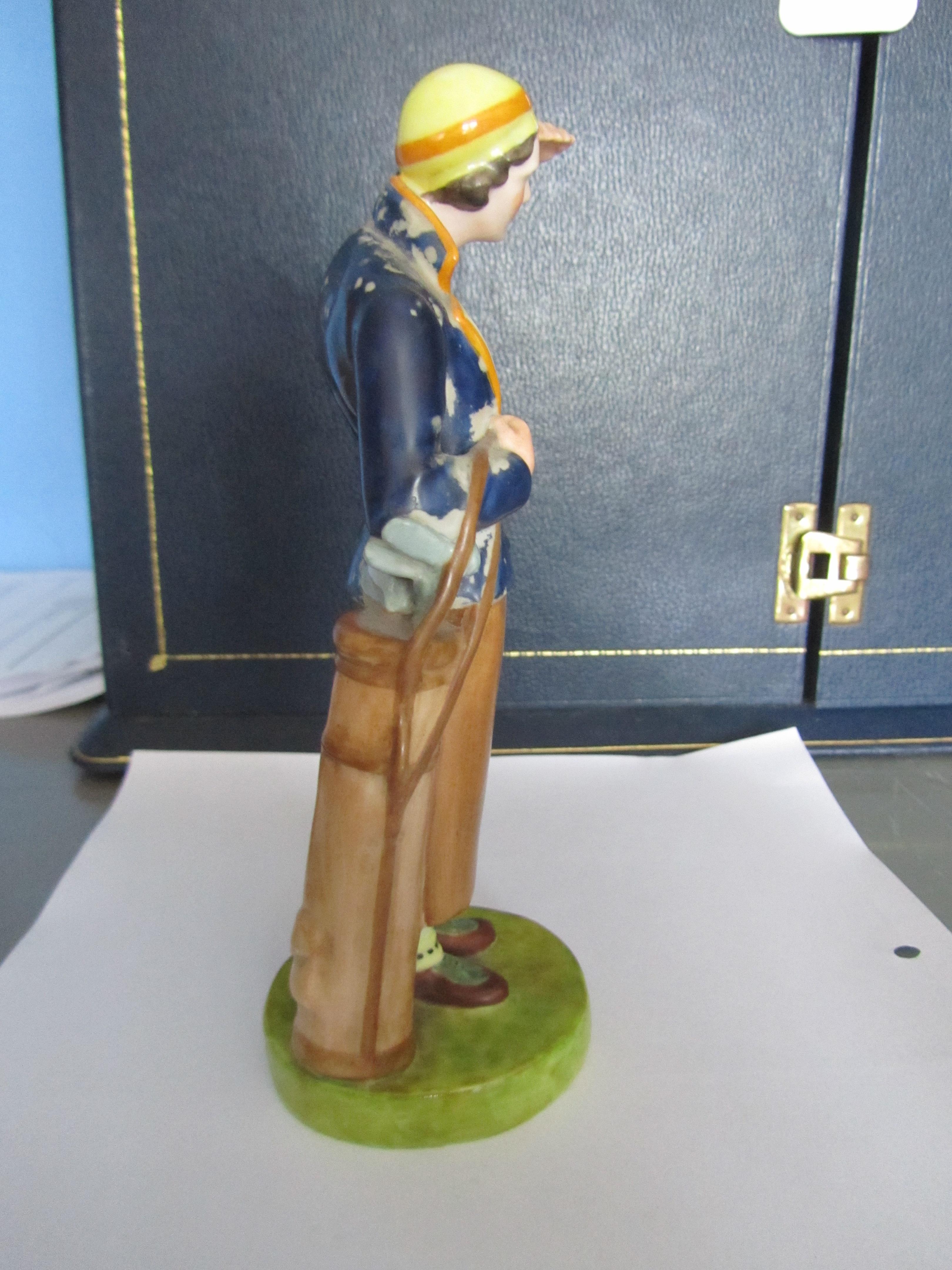 A group of golf ceramics, comprising a Royal Crown Derby figurine of a lady golfer, height 18cm. - Image 5 of 6