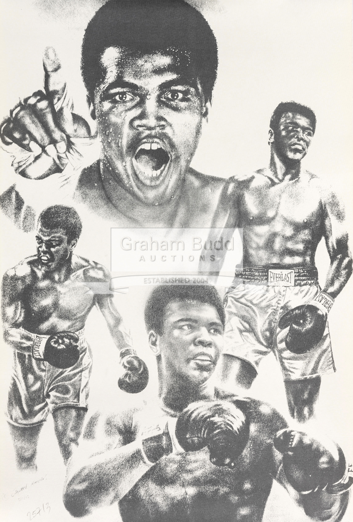 A group of three posters featuring Muhammad Ali, the first for the fight v Ken Norton in 1976,