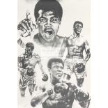 A group of three posters featuring Muhammad Ali, the first for the fight v Ken Norton in 1976,