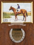 A racing plate worn by Sharpo, winning the 1982 William Hill Sprint Championship at York,