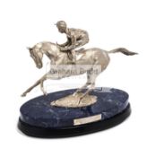 'The Final Frame' sterling silver sculpture of Lester Piggott on horseback,