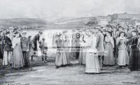 A Michael Brown Life Association Calendar print of The Ladies' Golf Championship at Gullane in 1897,