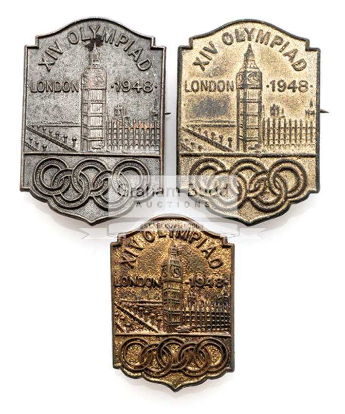 Three London 1948 London Olympic Games badges,