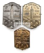 Three London 1948 London Olympic Games badges,