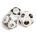 A trio of footballs as used at the 1970, 1978 and 1986 FIFA World Cups, 1970 Adidas Durlast Telstar,