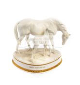 A Limited Edition Royal Worcester Prince's Grace and Foal porcelain figural group by Doris Lindner,