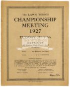 A rare Wimbledon Championship Meeting Tuesday July 5th 1927 Programme,