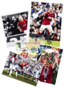 Nine Paul Scholes autographed photographs, four large 16 by 12in.