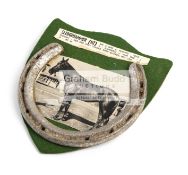 A racing plate worn by Sledgehammer, the New Zealand born South African Champion,