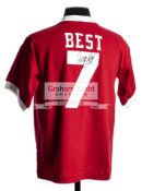 George Best signed Manchester United retro shirt, red 1968 style,