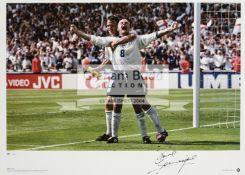 Paul Gascoigne signed colour photographic limited edition print of the 'dentist's chair' solo goal