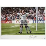 Paul Gascoigne signed colour photographic limited edition print of the 'dentist's chair' solo goal