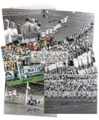 Six Gordon Banks autographed photographs, each 16 by 12in.