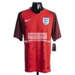 Team-signed England 2016 away jersey, signed by Vardy, Rooney, Kane, Henderson, Smalling, Dier,