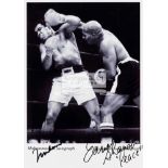 Muhammad Ali v Earnie Shavers double signed photographic print, 12 x 8 in.