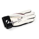 Gordon Banks signed goalkeeping glove, a black & white Sondico,